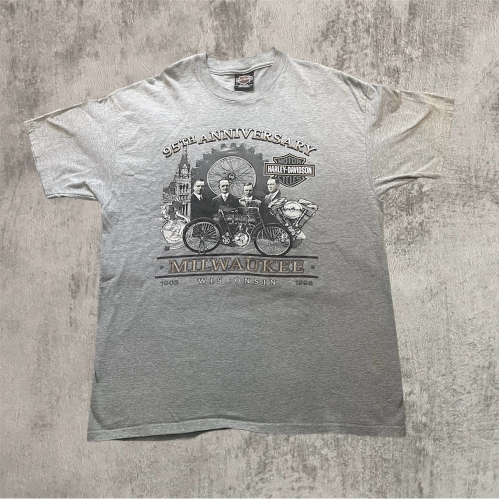 Harley Davidson 1998 hals motorcycles grey graphic t shirt sz xl